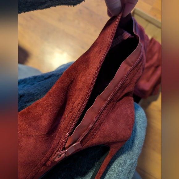 Elegant Burgundy Suede Sexy Gesele_8 Thigh High Boutique Boots - Picture 10 of 17